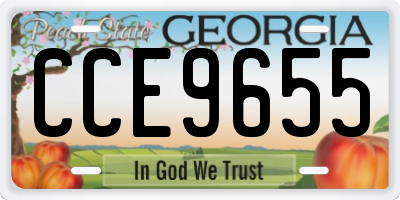 GA license plate CCE9655