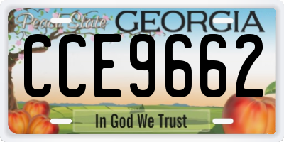 GA license plate CCE9662