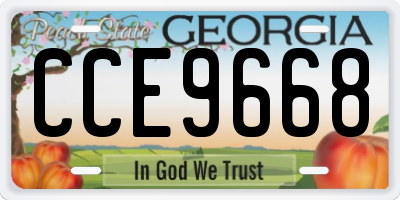 GA license plate CCE9668