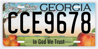 GA license plate CCE9678