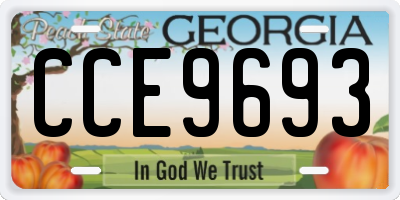 GA license plate CCE9693