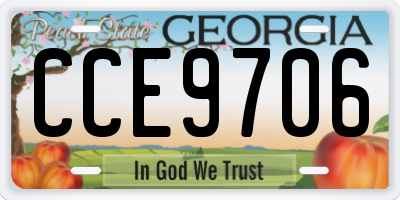 GA license plate CCE9706