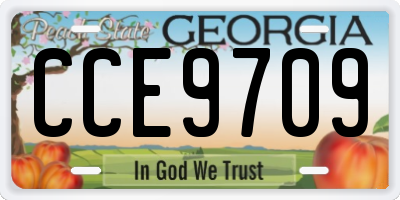 GA license plate CCE9709
