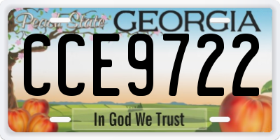 GA license plate CCE9722