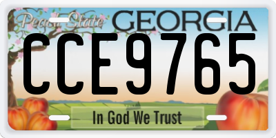 GA license plate CCE9765
