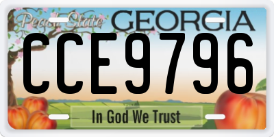 GA license plate CCE9796