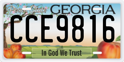 GA license plate CCE9816