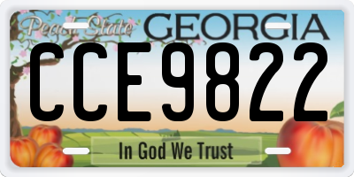 GA license plate CCE9822