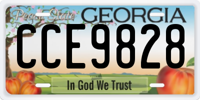 GA license plate CCE9828