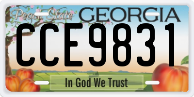 GA license plate CCE9831