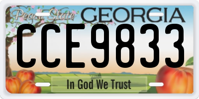 GA license plate CCE9833