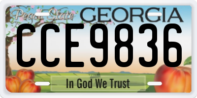 GA license plate CCE9836