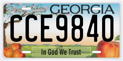 GA license plate CCE9840