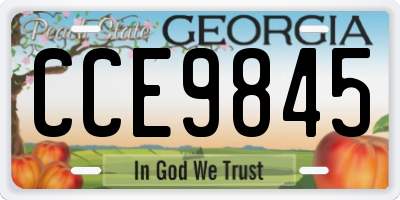 GA license plate CCE9845