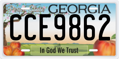 GA license plate CCE9862