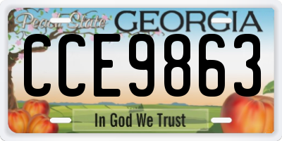 GA license plate CCE9863