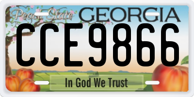 GA license plate CCE9866