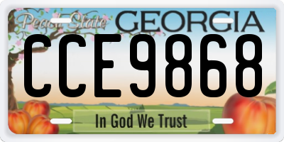 GA license plate CCE9868
