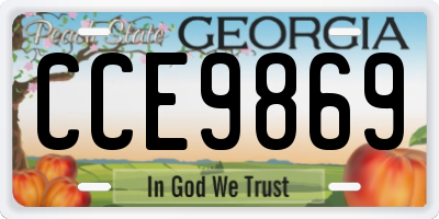 GA license plate CCE9869