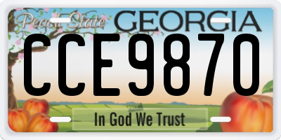 GA license plate CCE9870
