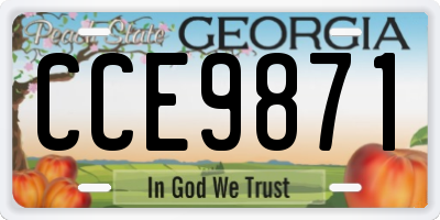 GA license plate CCE9871
