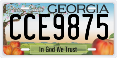 GA license plate CCE9875