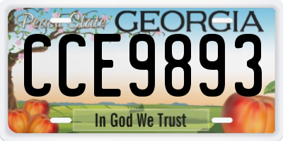 GA license plate CCE9893
