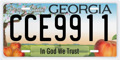 GA license plate CCE9911