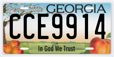GA license plate CCE9914