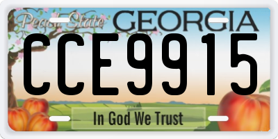 GA license plate CCE9915