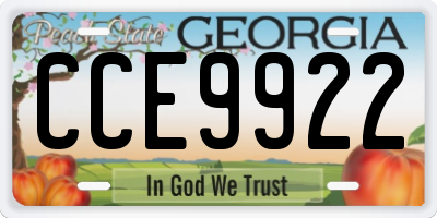 GA license plate CCE9922