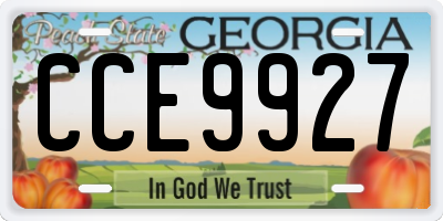 GA license plate CCE9927