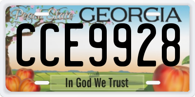 GA license plate CCE9928