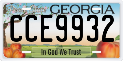 GA license plate CCE9932