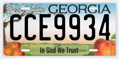 GA license plate CCE9934