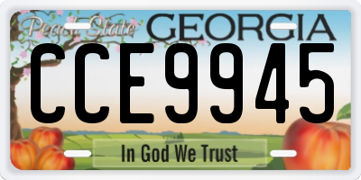 GA license plate CCE9945