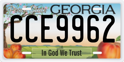 GA license plate CCE9962