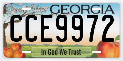 GA license plate CCE9972