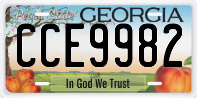 GA license plate CCE9982