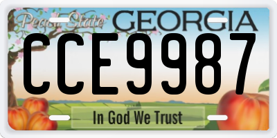 GA license plate CCE9987