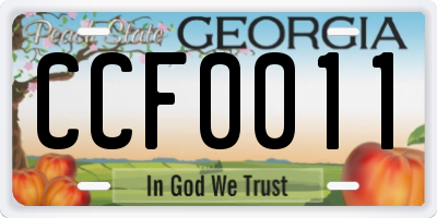 GA license plate CCF0011