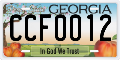 GA license plate CCF0012