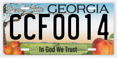 GA license plate CCF0014