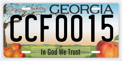 GA license plate CCF0015