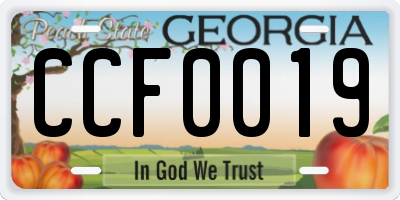 GA license plate CCF0019