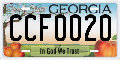 GA license plate CCF0020