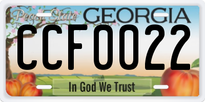 GA license plate CCF0022