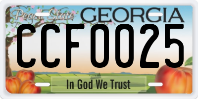 GA license plate CCF0025