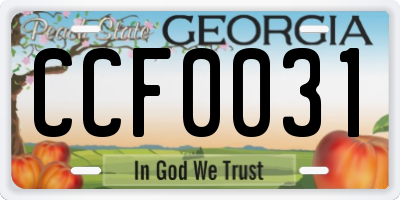 GA license plate CCF0031