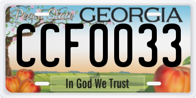 GA license plate CCF0033